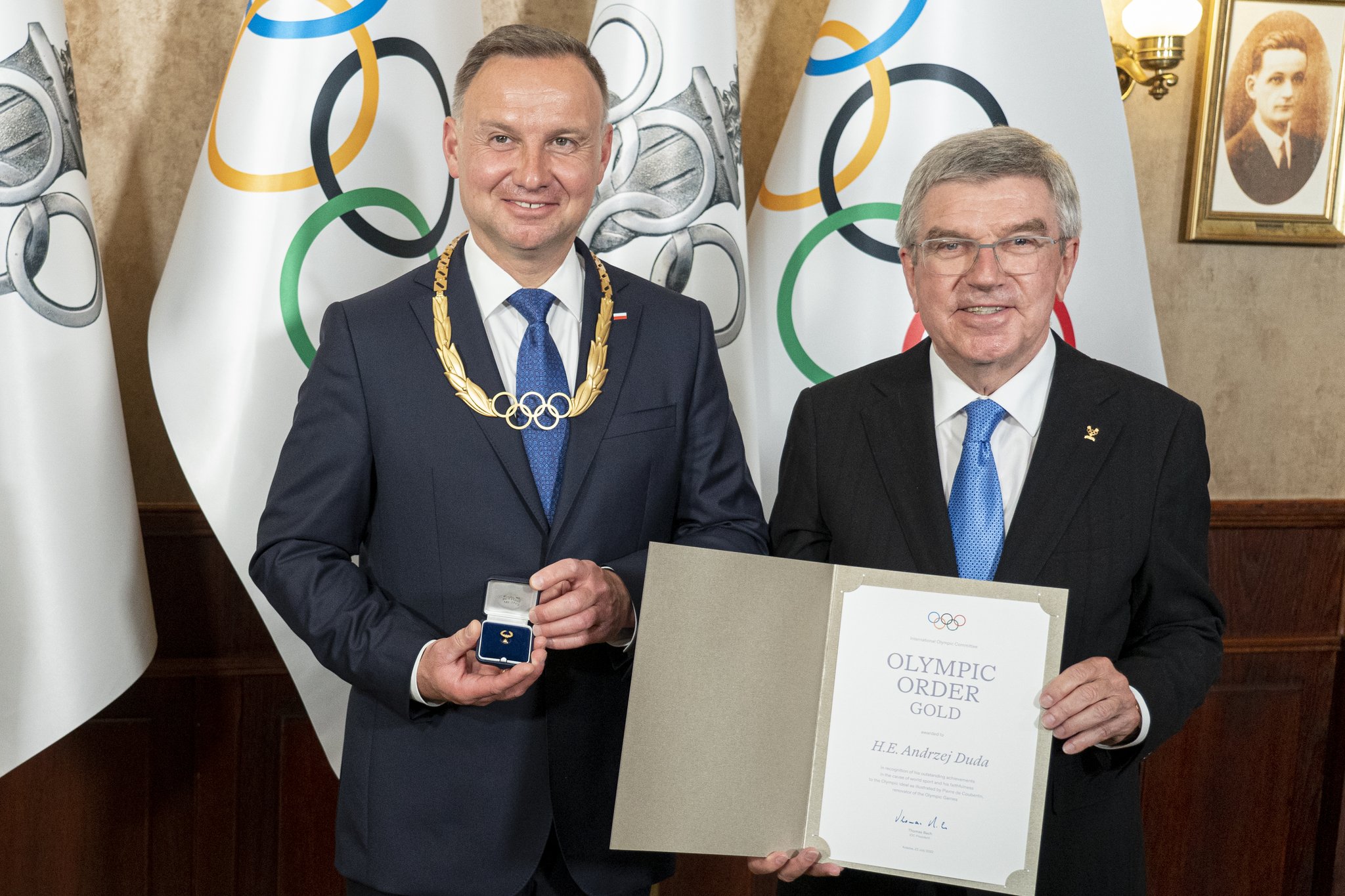 Polish President Andrzej Duda receives Olympic Order in Gold